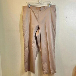 Alfred Dunner Size 18 Proportioned Short Tan Pants Back Elastic Waist Rib Twill